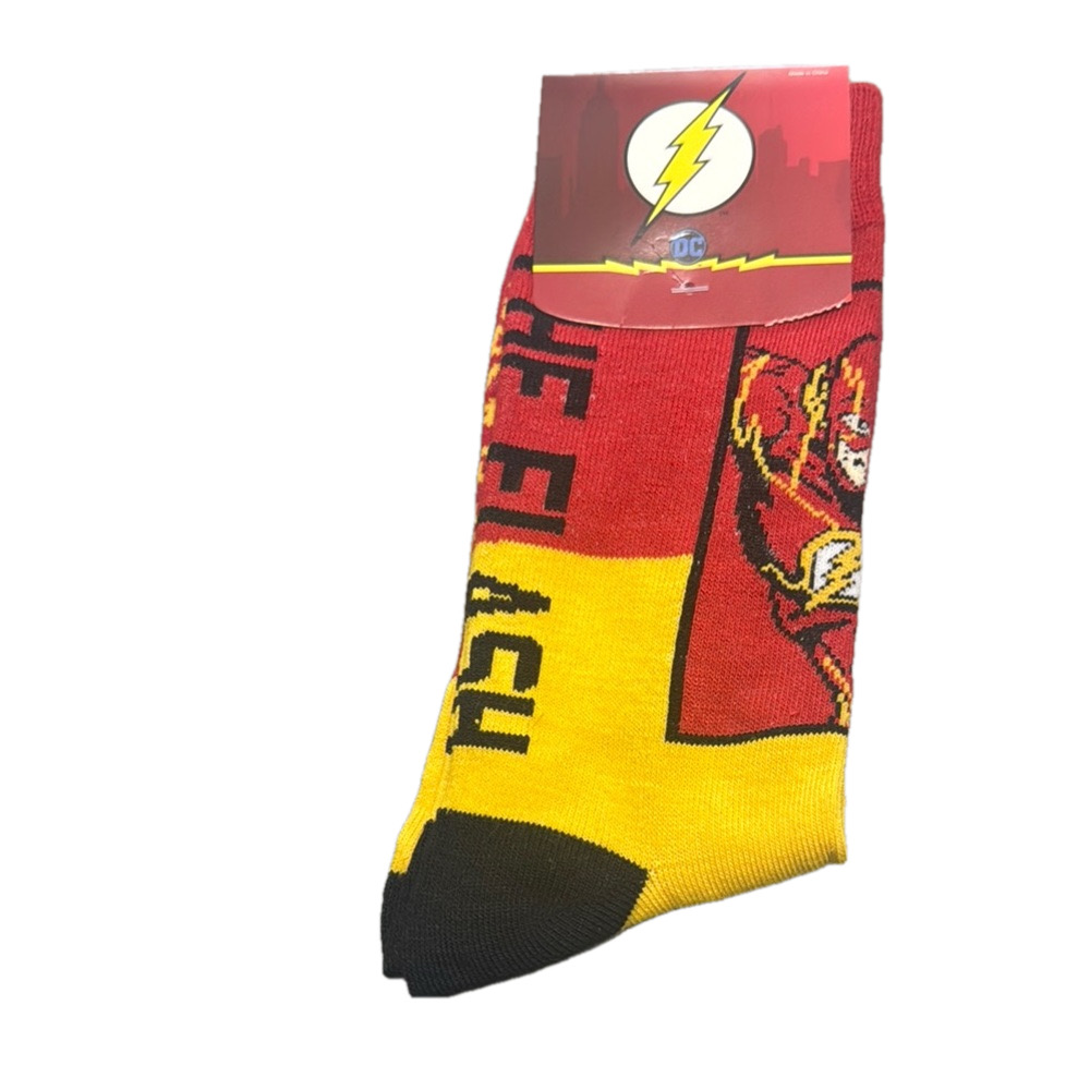 3/$18 The Flash DC Comics Red Yellow Casual Socks Superhero Style NWT